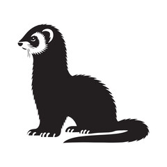 Fototapeta premium Captivating ferret silhouette for innovative media uses - Ferret black vector 