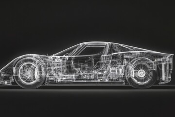 Naklejka premium X ray visualization of contemporary vehicle showcasing internal parts, framework, and innovations