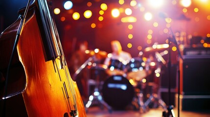 Fototapeta premium Double Bass on Stage at a Live Music Concert