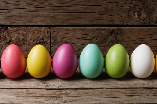 Emotional Easter Eggs in a Charming Row for Celebrating a Natural Festivity