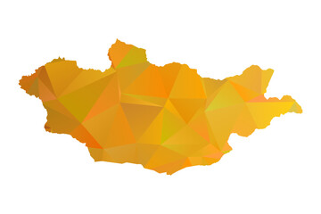Map of Mongolia - Gold Geometric Rumpled Triangular , Polygonal Design For Your. Vector illustration eps 10.	
