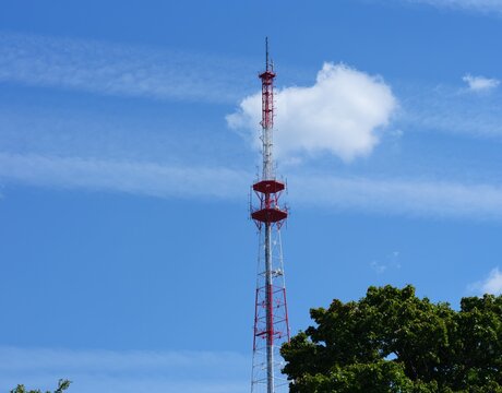 Television tower against a blue sky