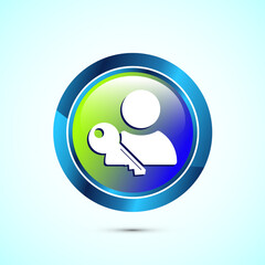User profile login icon design illustration. Access authentication icon. Glossy Round Button Design