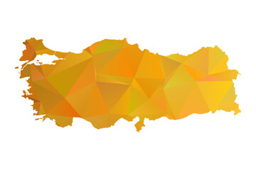 Map of Turkey - Gold Geometric Rumpled Triangular , Polygonal Design For Your. Vector illustration eps 10.	
