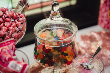 gummy bears in an apothecary jay for a birthday party 