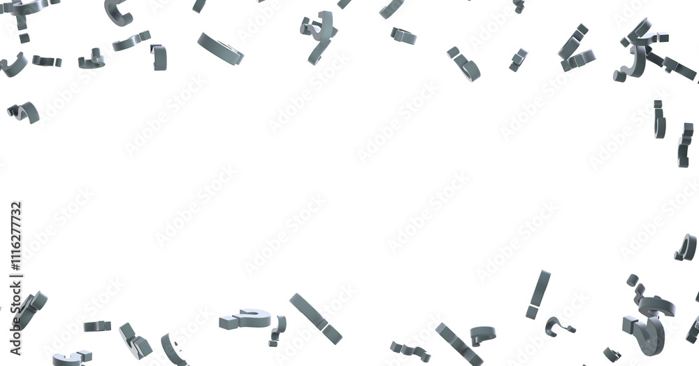 Poster question marks, original 3d rendering