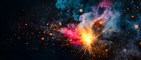 worker while doing a welding with arc welder welding or welding Sparks for background, Backdrop and manufacturing.