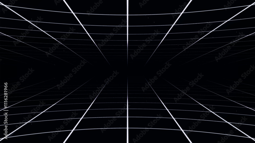Poster retro perspective grid in infinity. abstract landscape grid lines, background image. digital wirefra