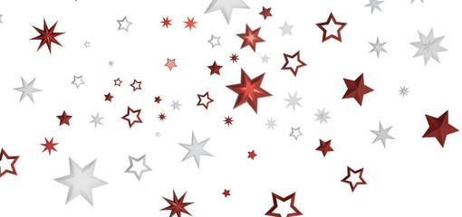 A pattern of red and white stars on a black background. The stars are of varying sizes and are arranged in a random pattern. The image is abstract and simple.