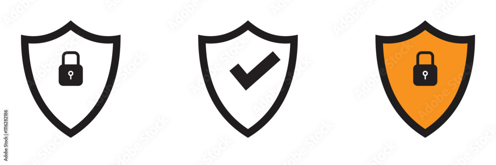 Wall mural shield check mark icon . protection secure lock vector sign. security and privacy symbol.