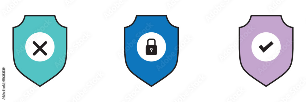 Wall mural shield check mark icon . protection secure lock vector sign. security and privacy symbol.