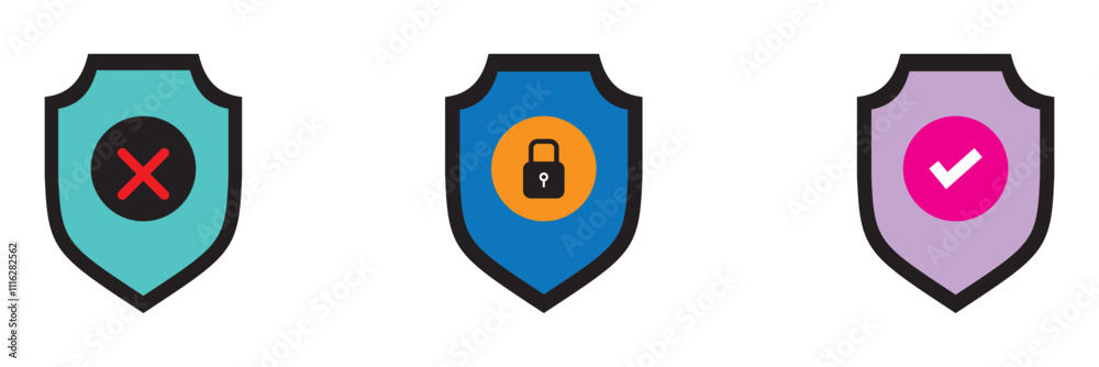 Wall mural shield check mark icon . protection secure lock vector sign. security and privacy symbol.