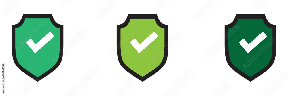 Wall mural shield check mark icon . protection secure lock vector sign. security and privacy symbol.