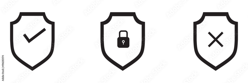 Wall mural shield check mark icon . protection secure lock vector sign. security and privacy symbol.