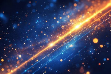 Fototapeta premium Blue background with diagonal lines and glowing elements for a technology or business concept, Vector illustration