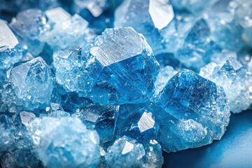 Obraz premium Macro close-up of vibrant blue raw crystals.