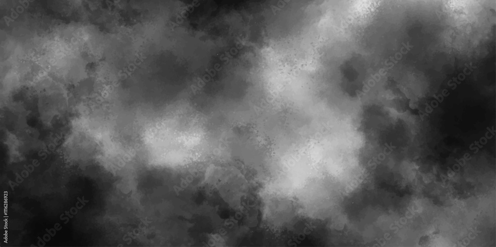 Poster abstract design with black background and white color smoke fog. fog and smoky effect artworks desig