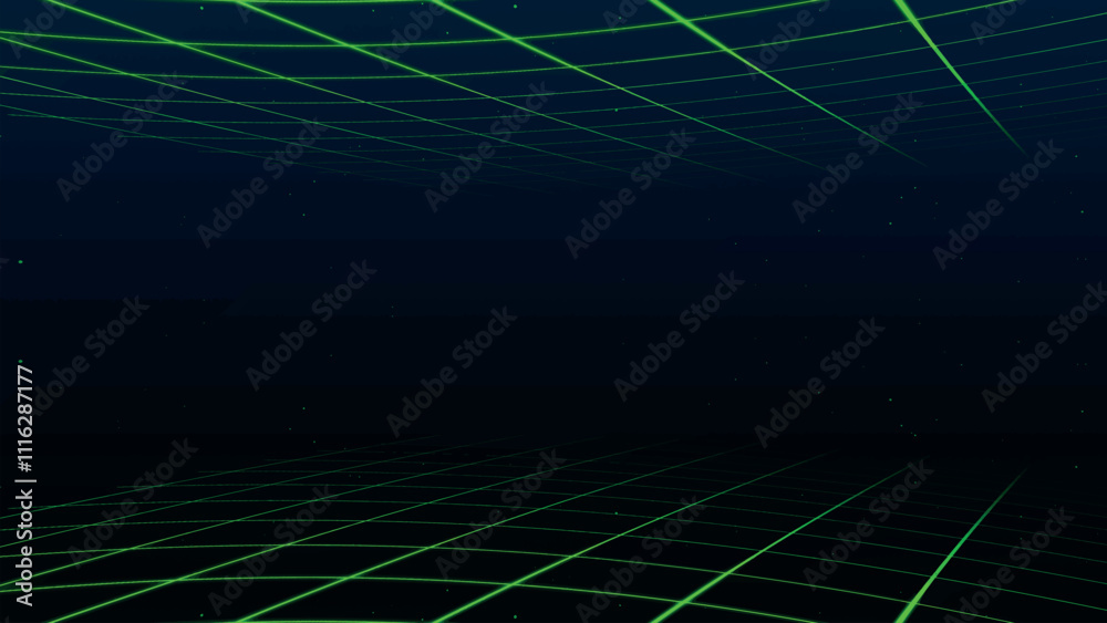 Poster retro perspective grid in infinity. abstract landscape grid lines, background image. digital wirefra