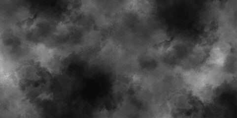 Fototapeta premium Abstract design with black background and white color smoke fog. Fog and smoky effect artworks design and watercolor. Modern Dark and Dramatic Storm Clouds Area Background