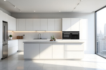 Contemporary Minimalist Kitchen in Bright White and Steel for Luxury Urban Living