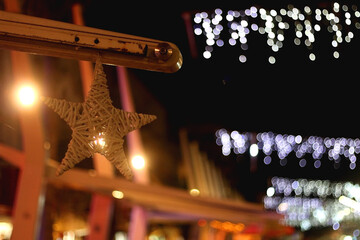 Christmas decorations and lights on Riva Promenade in Split, Croatia. Festive December night in Croatia. © jelena990
