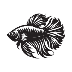 Naklejka premium Detailed fish silhouette for creative artistic projects - Fish black vector 
