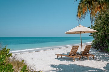 Peaceful Beach Scene Ocean View and Shade