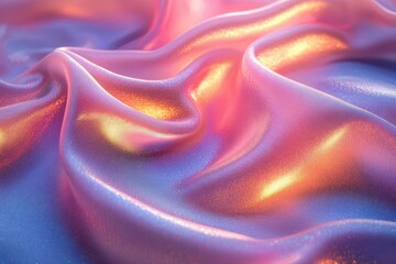 Fototapeta premium iridescent holographic fabric texture that shifts in colors, showcasing a gradient of pastel tones, creating a mesmerizing and futuristic backdrop, ideal for creative projects