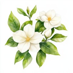 Obraz premium Creamy White Gardenia Watercolor Artwork