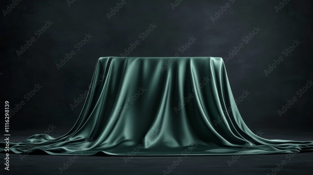Aufkleber a luxurious green fabric flows gracefully over an invisible surface, creating an aura of sophisticat