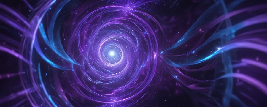 A mesmerizing abstract pattern of swirling purple and blue lights creates a hypnotic visual effect, drawing the viewer's attention to its center , swirling, blue