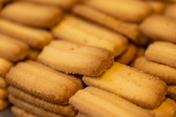 Freshly baked Christmas cookies close-up