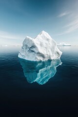 Fototapeta premium Majestic Iceberg Partially Submerged in Clear Ocean