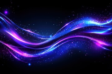 Obraz premium Dark abstract background with glowing wave. Shiny moving lines design element. Modern purple blue gradient flowing wave lines. Futuristic technology concept. Vector illustration background