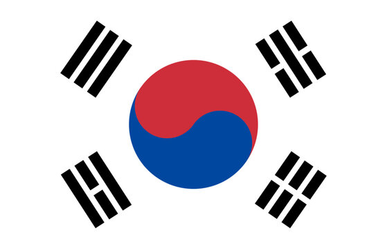 bandera de Corea del Sur con el yin-yang y los 4 trigramas