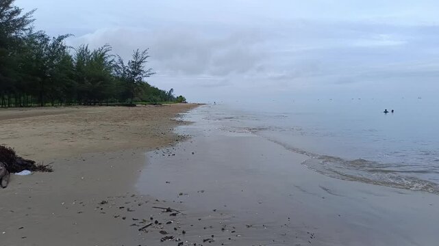 the beach in the morning