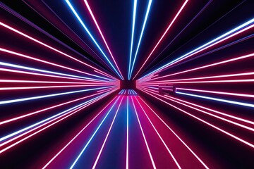 Fototapeta premium Vibrant 3D Neon Abstract Art with Luminous Lines for Modern Futuristic Wallpaper