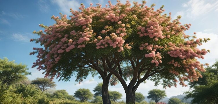 Albizia julibrissin Lenkoran acacia silk tree in full bloom , flowers, nature, beautiful