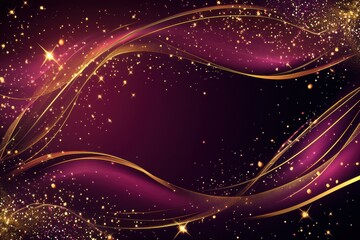Obraz premium Elegant dark purple background with golden lines and diamond shapes, vector illustration