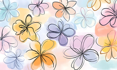 Creative 2D Doodle Floral Illustrations Text Space for Versatile Designs, Greeting Cards, Invitations