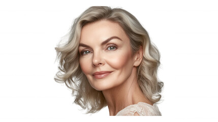 Obraz premium [blonde woman looking directly at camera] Feminine Portrait of Blonde Woman Gazing Directly into Camera with Open Expression