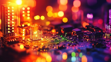 Glowing Circuit Board  Technology Background  Abstract Digital