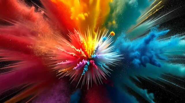 Colorful explosion of powdered pigments creating a stunning visual spectacle from vibrant hues