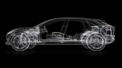 Naklejka premium Wireframe Visualization of a Modern Car