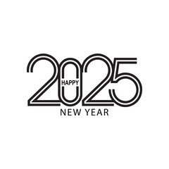Happy New Year 2025 vector  logo design icon