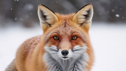 Obraz premium Fox, Red Fox, Snow, Winter, Cold, Wildlife, Animal, Mammal, Fur, Orange, White, Eyes, Nose, Whiskers, Ears, Nature, Outdoors, Wild, Forest, Fluffy, Cute, Adorable, Majestic, Graceful, Beautiful, Stunn