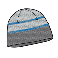 Tuque design technical flat sketch vector mockup template.