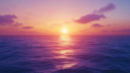 Obraz premium A serene sunset over the ocean, creating a tranquil atmosphere.