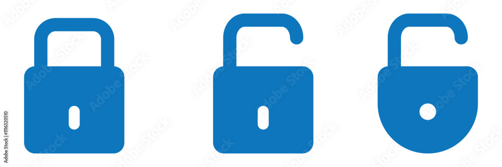 Wall mural lock icons set. locked and unlocked privacy lock symbol set . vector illustration.lock icon collecti