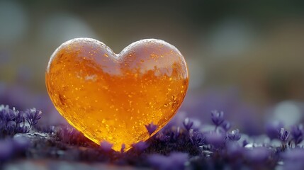 Obraz premium Captivating Orange Heart Gel Amidst Vibrant Floral Background